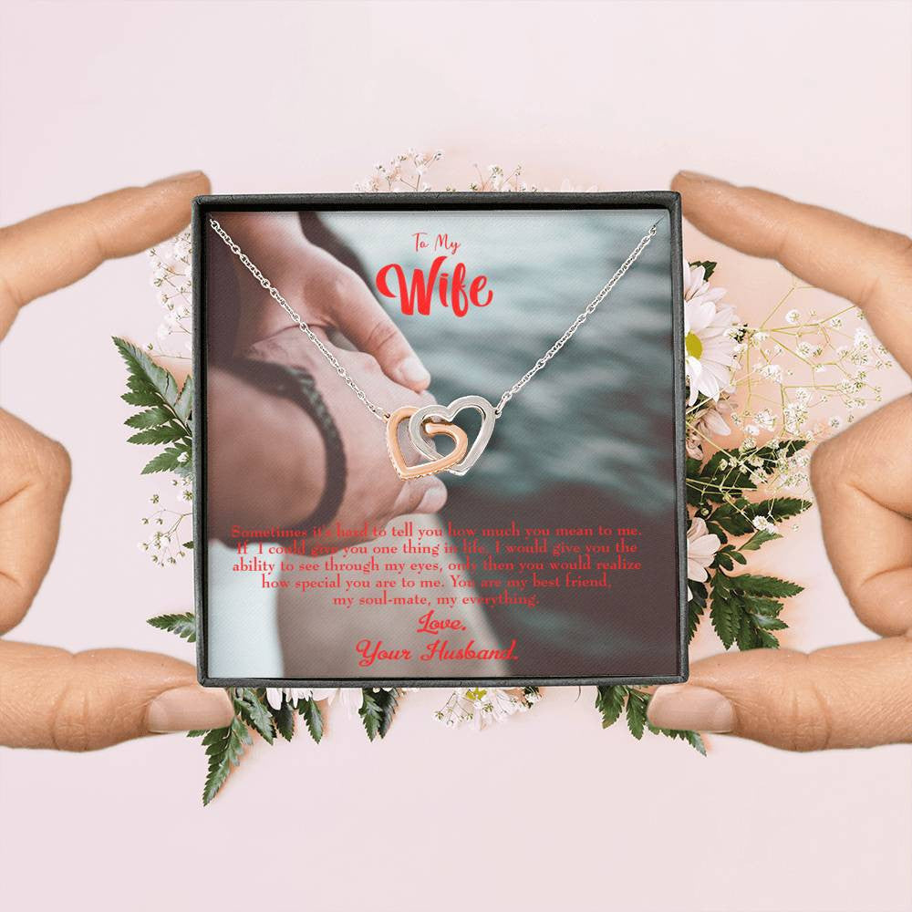 Wife Gift For Wife Birthday Sometimes It's Hard Inseparable Love Pendant 18k Rose Gold Finish 16� - Interlocking Hearts Necklace