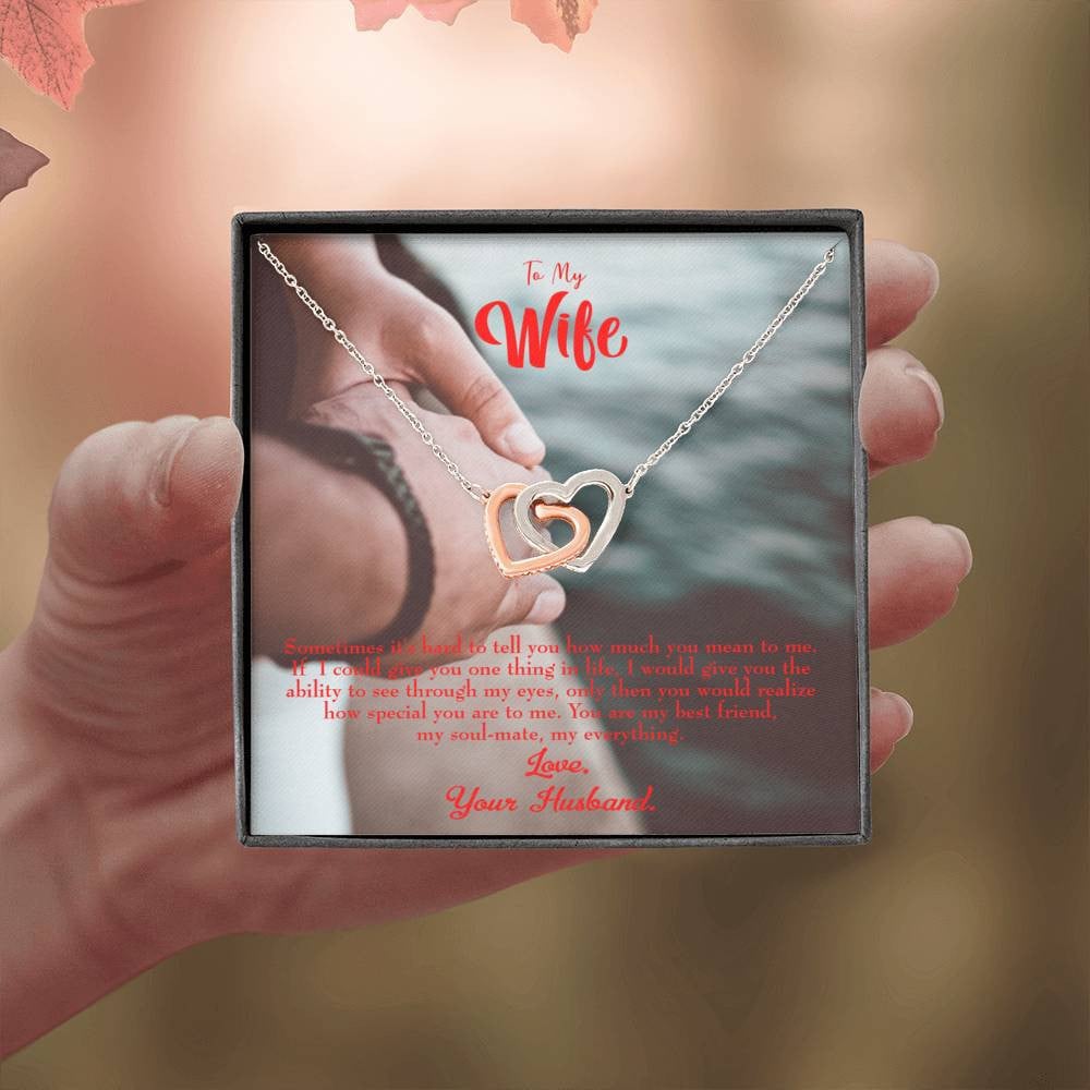 Wife Gift For Wife Birthday Sometimes It's Hard Inseparable Love Pendant 18k Rose Gold Finish 16� - Interlocking Hearts Necklace