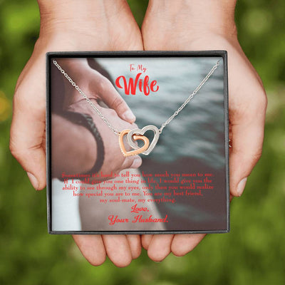 Wife Gift For Wife Birthday Sometimes It's Hard Inseparable Love Pendant 18k Rose Gold Finish 16� - Interlocking Hearts Necklace