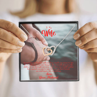 Wife Gift For Wife Birthday Sometimes It's Hard Inseparable Love Pendant 18k Rose Gold Finish 16� - Interlocking Hearts Necklace