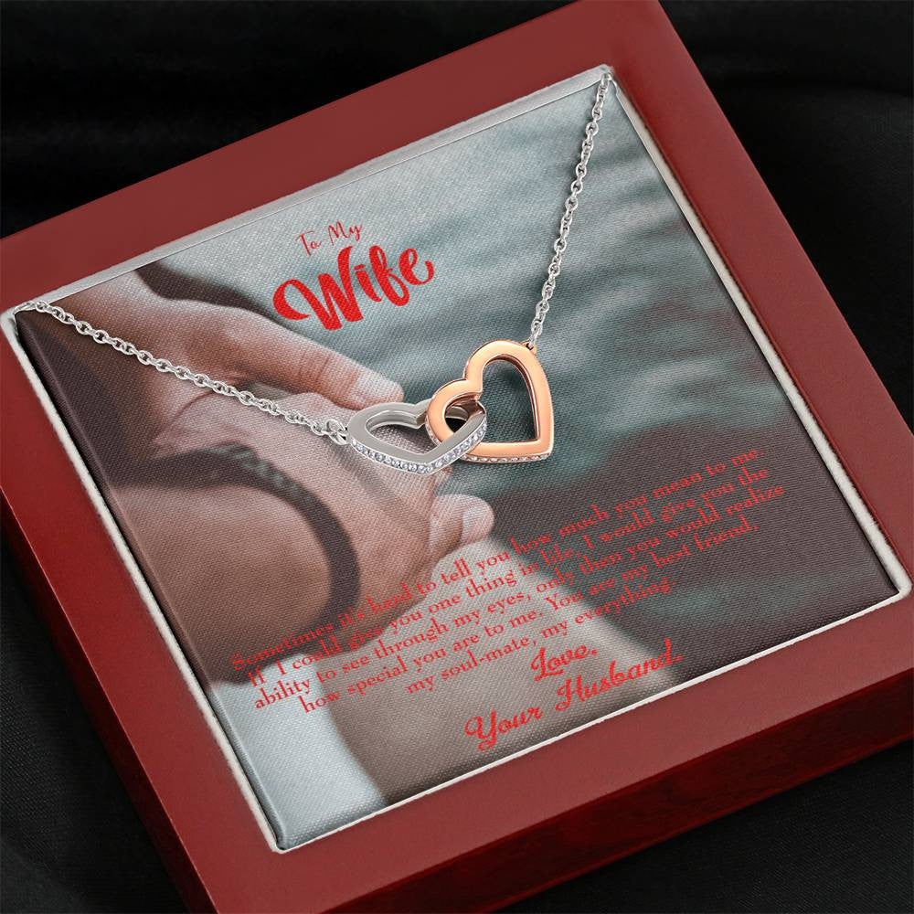 Wife Gift For Wife Birthday Sometimes It's Hard Inseparable Love Pendant 18k Rose Gold Finish 16� - Interlocking Hearts Necklace