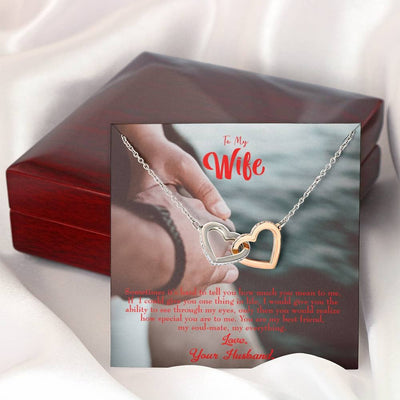 Wife Gift For Wife Birthday Sometimes It's Hard Inseparable Love Pendant 18k Rose Gold Finish 16� - Interlocking Hearts Necklace