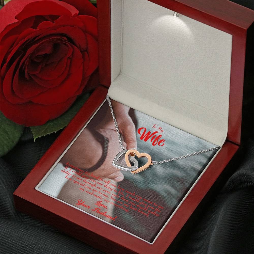 Wife Gift For Wife Birthday Sometimes It's Hard Inseparable Love Pendant 18k Rose Gold Finish 16� - Interlocking Hearts Necklace