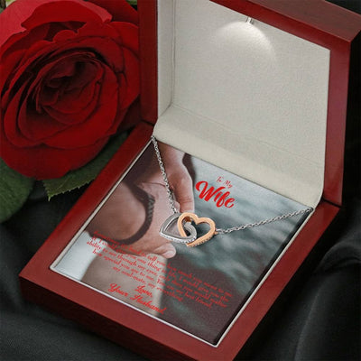 Wife Gift For Wife Birthday Sometimes It's Hard Inseparable Love Pendant 18k Rose Gold Finish 16� - Interlocking Hearts Necklace