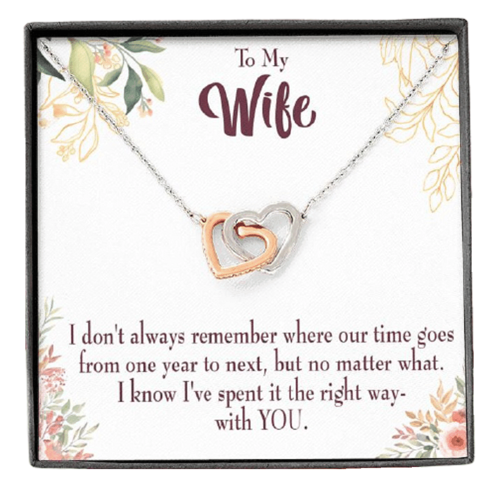 Future Wife Fiance Gift A Time Well Spent Inseparable Love Pendant 18k Rose Gold Finish 16� Engagement Wedding Gift - Interlocking Hearts Necklace