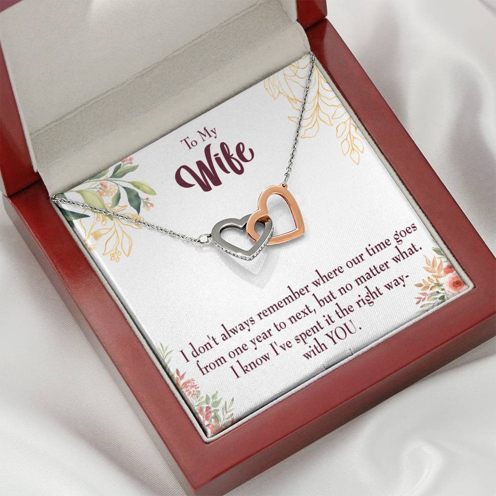 Future Wife Fiance Gift A Time Well Spent Inseparable Love Pendant 18k Rose Gold Finish 16� Engagement Wedding Gift - Interlocking Hearts Necklace