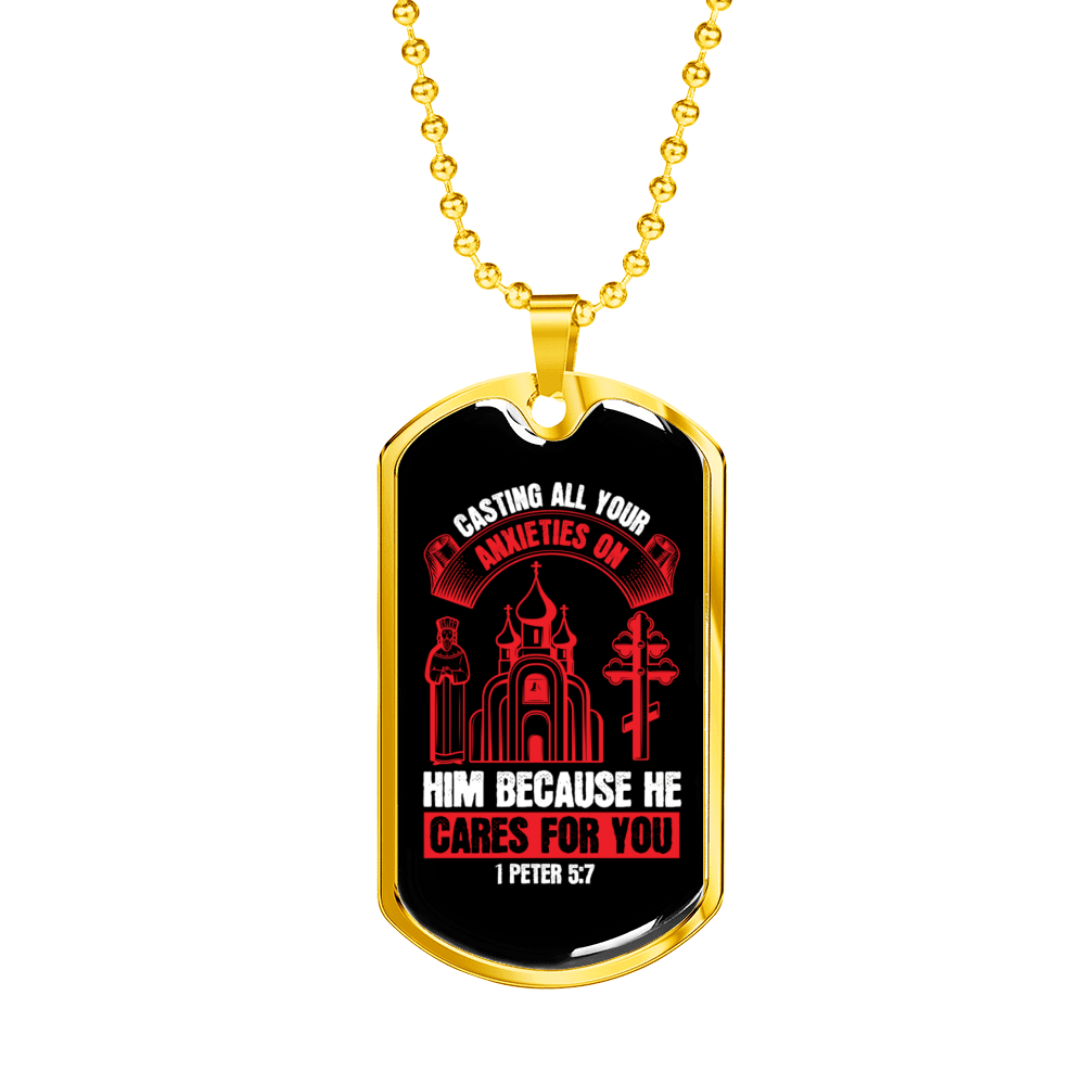 He Cares For You 1 Peter 5:7 Necklace Dog Tag 24 - Luxury Love Messages Dog Tag Gifts For Him