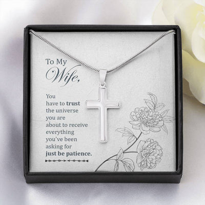 Christian Encouragement Card To My Wifeyou Have To Trust Faith Cross Necklace Stainless Steel Pendant Religious Gift - Meanful Cross Messages Card Gift Idea