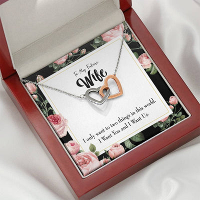 Wife Gift For Wife Birthday I Want Us Inseparable Love Pendant 18k Rose Gold Finish 16� - Interlocking Hearts Necklace