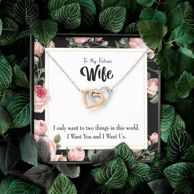Wife Gift For Wife Birthday I Want Us Inseparable Love Pendant 18k Rose Gold Finish 16� - Interlocking Hearts Necklace