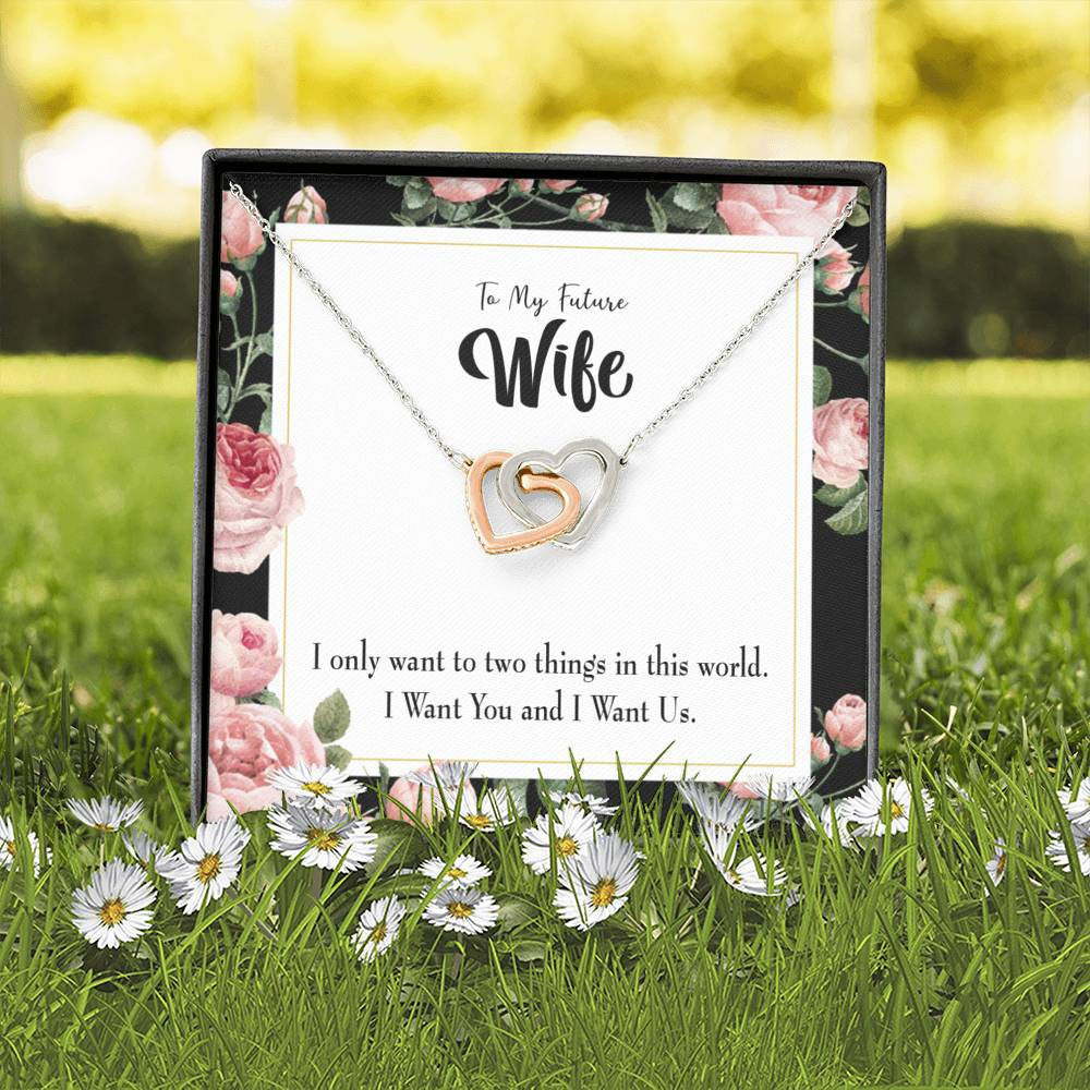 Wife Gift For Wife Birthday I Want Us Inseparable Love Pendant 18k Rose Gold Finish 16� - Interlocking Hearts Necklace