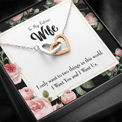 Wife Gift For Wife Birthday I Want Us Inseparable Love Pendant 18k Rose Gold Finish 16� - Interlocking Hearts Necklace