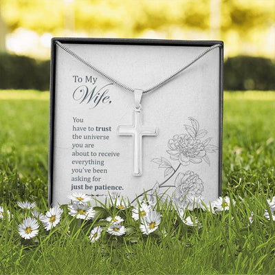Christian Encouragement Card To My Wifeyou Have To Trust Faith Cross Necklace Stainless Steel Pendant Religious Gift - Meanful Cross Messages Card Gift Idea