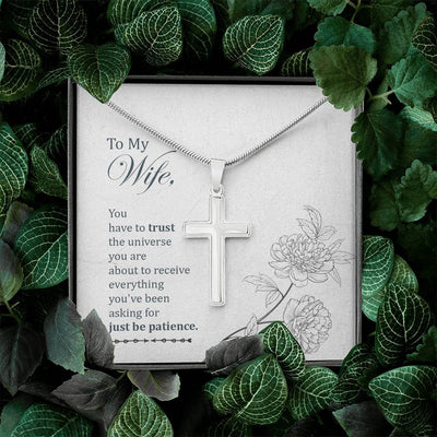 Christian Encouragement Card To My Wifeyou Have To Trust Faith Cross Necklace Stainless Steel Pendant Religious Gift - Meanful Cross Messages Card Gift Idea