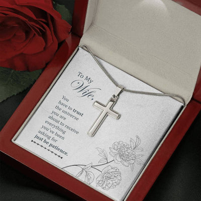 Christian Encouragement Card To My Wifeyou Have To Trust Faith Cross Necklace Stainless Steel Pendant Religious Gift - Meanful Cross Messages Card Gift Idea