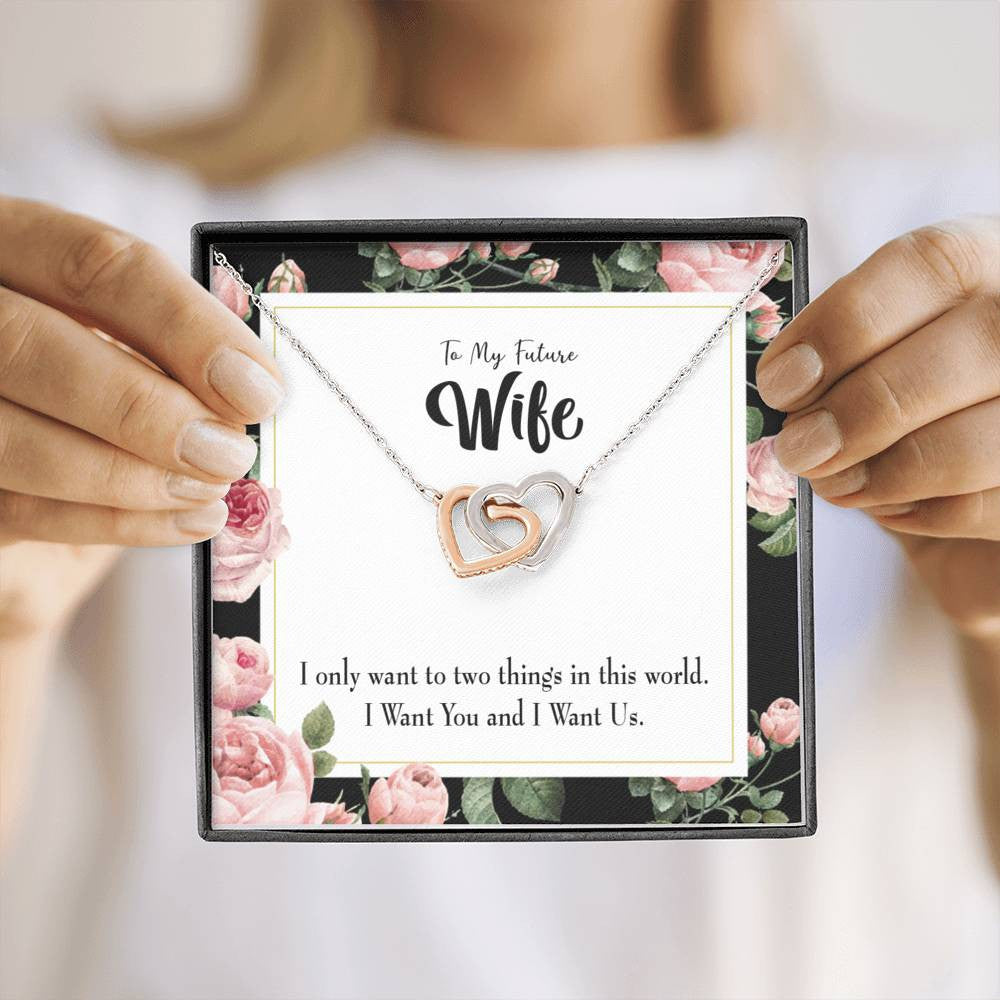 Wife Gift For Wife Birthday I Want Us Inseparable Love Pendant 18k Rose Gold Finish 16� - Interlocking Hearts Necklace