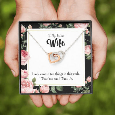 Wife Gift For Wife Birthday I Want Us Inseparable Love Pendant 18k Rose Gold Finish 16� - Interlocking Hearts Necklace
