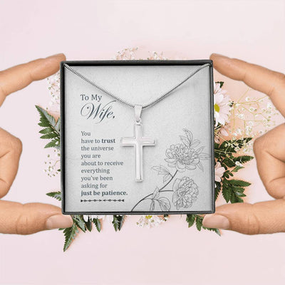 Christian Encouragement Card To My Wifeyou Have To Trust Faith Cross Necklace Stainless Steel Pendant Religious Gift - Meanful Cross Messages Card Gift Idea