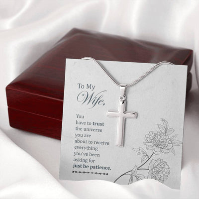 Christian Encouragement Card To My Wifeyou Have To Trust Faith Cross Necklace Stainless Steel Pendant Religious Gift - Meanful Cross Messages Card Gift Idea