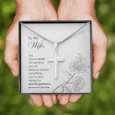 Christian Encouragement Card To My Wifeyou Have To Trust Faith Cross Necklace Stainless Steel Pendant Religious Gift - Meanful Cross Messages Card Gift Idea