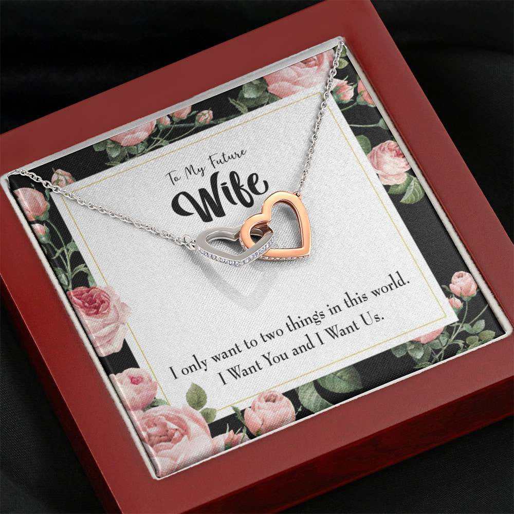 Wife Gift For Wife Birthday I Want Us Inseparable Love Pendant 18k Rose Gold Finish 16� - Interlocking Hearts Necklace