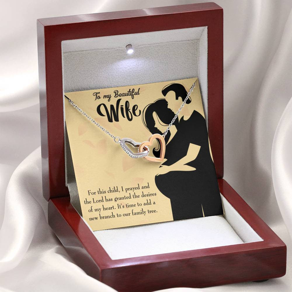 Wife Gift For Wife Birthday New Branch To Family Inseparable Love Pendant 18k Rose Gold Finish 16� - Interlocking Hearts Necklace