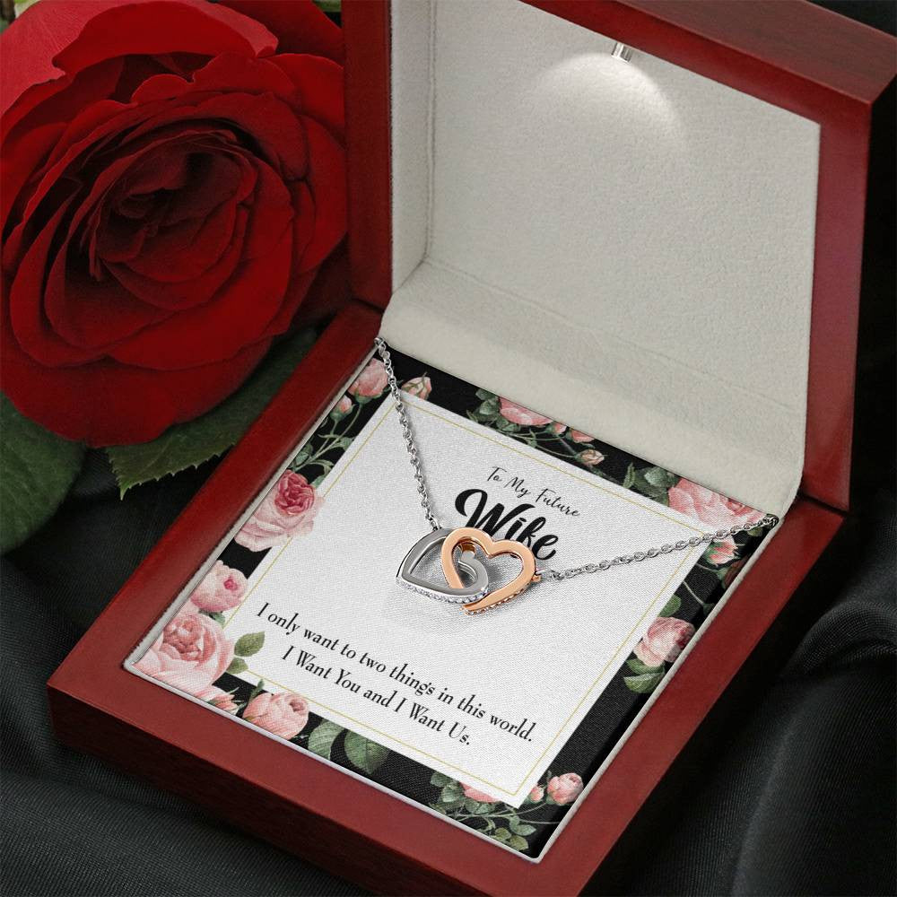 Wife Gift For Wife Birthday I Want Us Inseparable Love Pendant 18k Rose Gold Finish 16� - Interlocking Hearts Necklace
