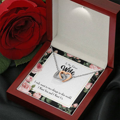 Wife Gift For Wife Birthday I Want Us Inseparable Love Pendant 18k Rose Gold Finish 16� - Interlocking Hearts Necklace