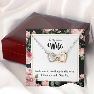 Wife Gift For Wife Birthday I Want Us Inseparable Love Pendant 18k Rose Gold Finish 16� - Interlocking Hearts Necklace