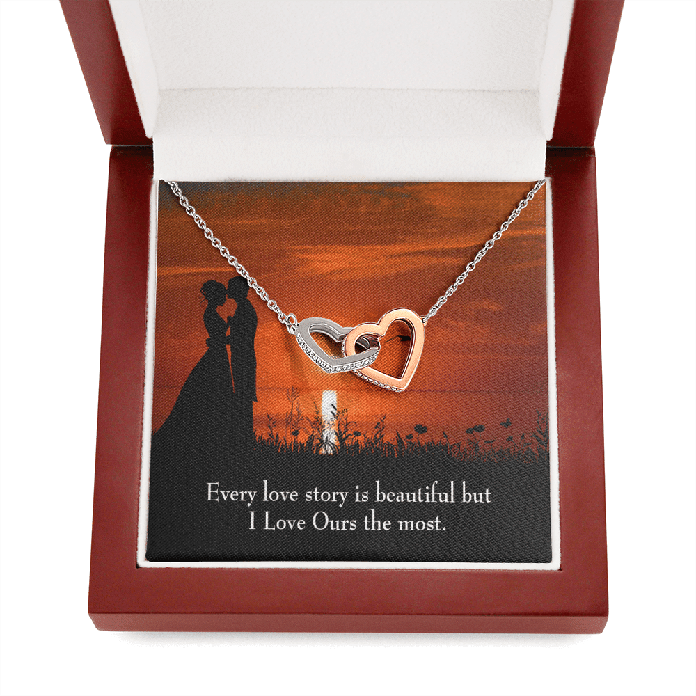 Future Wife Fiance Gift Love Our Story Inseparable Love Pendant 18k Rose Gold Finish 16� Engagement Wedding Gift - Interlocking Hearts Necklace