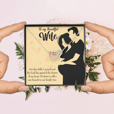 Wife Gift For Wife Birthday New Branch To Family Inseparable Love Pendant 18k Rose Gold Finish 16� - Interlocking Hearts Necklace