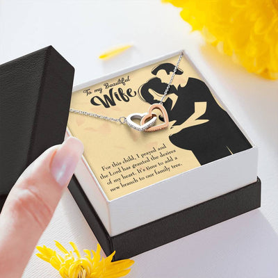 Wife Gift For Wife Birthday New Branch To Family Inseparable Love Pendant 18k Rose Gold Finish 16� - Interlocking Hearts Necklace