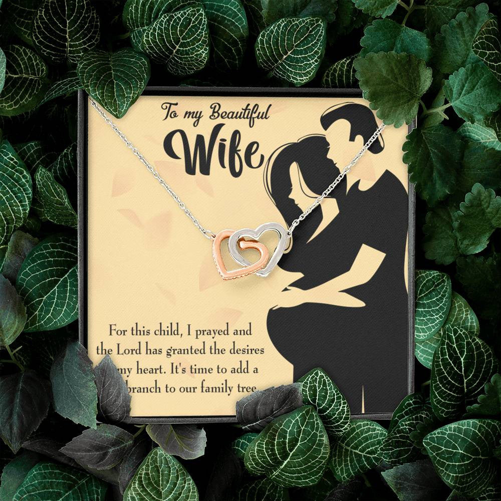 Wife Gift For Wife Birthday New Branch To Family Inseparable Love Pendant 18k Rose Gold Finish 16� - Interlocking Hearts Necklace