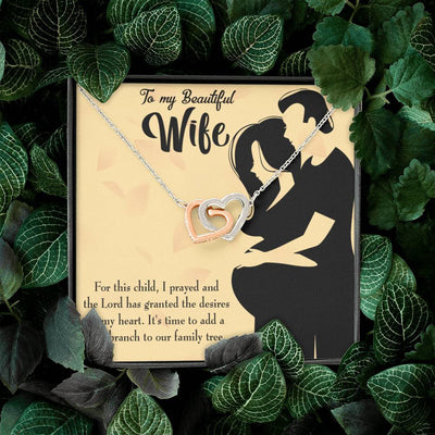 Wife Gift For Wife Birthday New Branch To Family Inseparable Love Pendant 18k Rose Gold Finish 16� - Interlocking Hearts Necklace