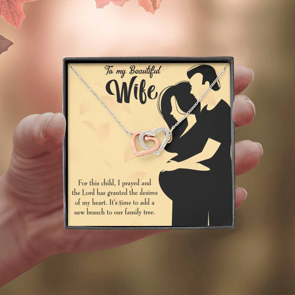 Wife Gift For Wife Birthday New Branch To Family Inseparable Love Pendant 18k Rose Gold Finish 16� - Interlocking Hearts Necklace