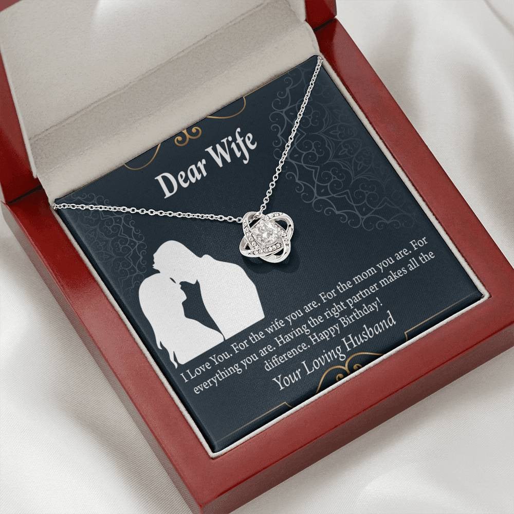 Wife Message Card Happy Birthday Dear Wife Love Knot Pendant Necklace Stainless Steel W Cz Stone - Luxury Love Knot Necklace Meanful Gift Idea For Her/Him