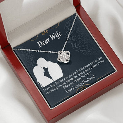Wife Message Card Happy Birthday Dear Wife Love Knot Pendant Necklace Stainless Steel W Cz Stone - Luxury Love Knot Necklace Meanful Gift Idea For Her/Him