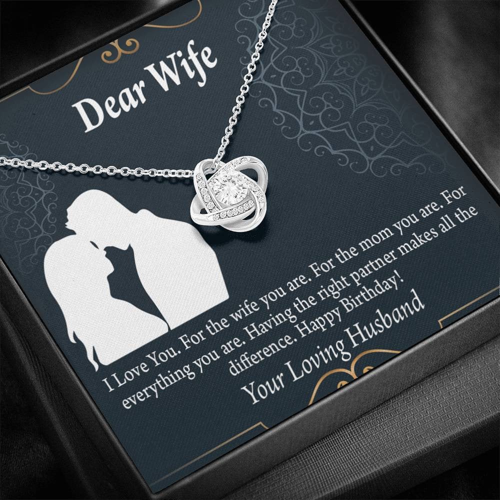 Wife Message Card Happy Birthday Dear Wife Love Knot Pendant Necklace Stainless Steel W Cz Stone - Luxury Love Knot Necklace Meanful Gift Idea For Her/Him