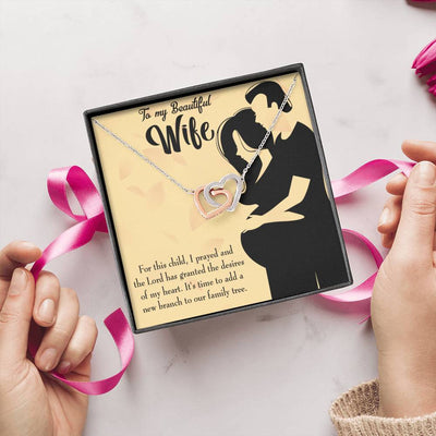 Wife Gift For Wife Birthday New Branch To Family Inseparable Love Pendant 18k Rose Gold Finish 16� - Interlocking Hearts Necklace