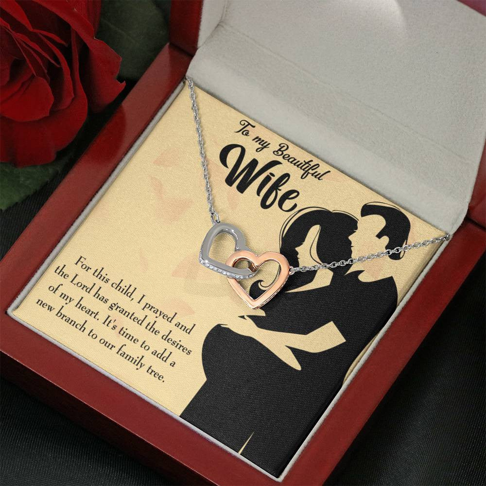 Wife Gift For Wife Birthday New Branch To Family Inseparable Love Pendant 18k Rose Gold Finish 16� - Interlocking Hearts Necklace