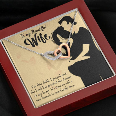 Wife Gift For Wife Birthday New Branch To Family Inseparable Love Pendant 18k Rose Gold Finish 16� - Interlocking Hearts Necklace