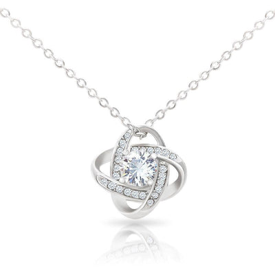 Wife Message Card Happy Birthday Dear Wife Love Knot Pendant Necklace Stainless Steel W Cz Stone - Luxury Love Knot Necklace Meanful Gift Idea For Her/Him