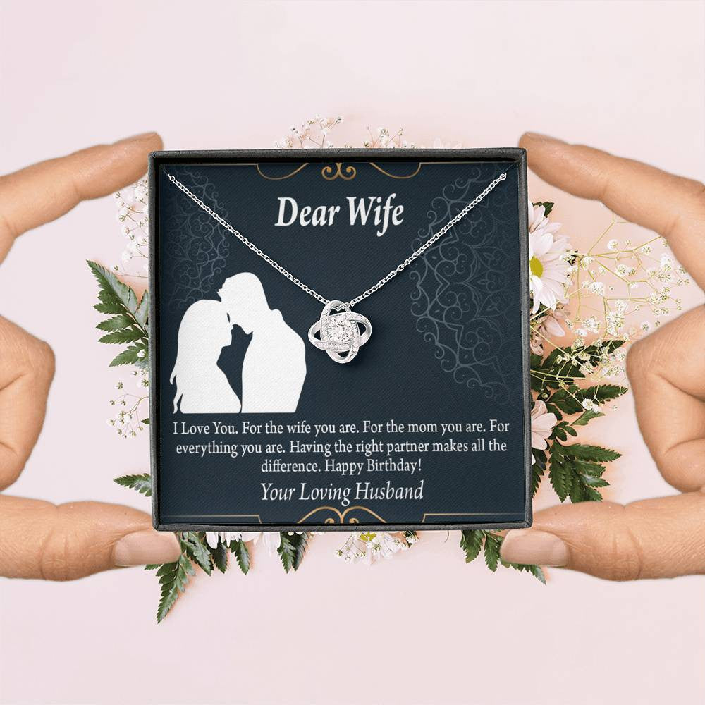 Wife Message Card Happy Birthday Dear Wife Love Knot Pendant Necklace Stainless Steel W Cz Stone - Luxury Love Knot Necklace Meanful Gift Idea For Her/Him