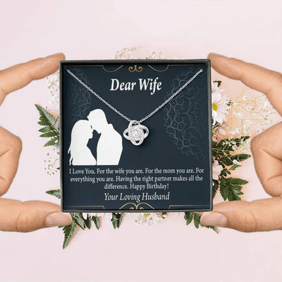 Wife Message Card Happy Birthday Dear Wife Love Knot Pendant Necklace Stainless Steel W Cz Stone - Luxury Love Knot Necklace Meanful Gift Idea For Her/Him