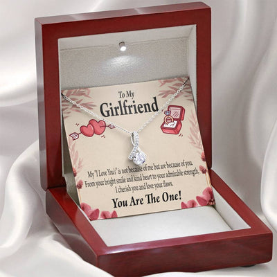 To My Girlfriend The One Message Card W Mahogany Style Luxury Box Eternity Ribbon Stone Necklace - Alluring Beauty Necklace Gift For Her