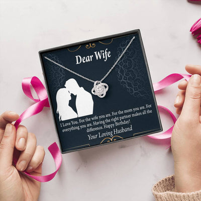 Wife Message Card Happy Birthday Dear Wife Love Knot Pendant Necklace Stainless Steel W Cz Stone - Luxury Love Knot Necklace Meanful Gift Idea For Her/Him