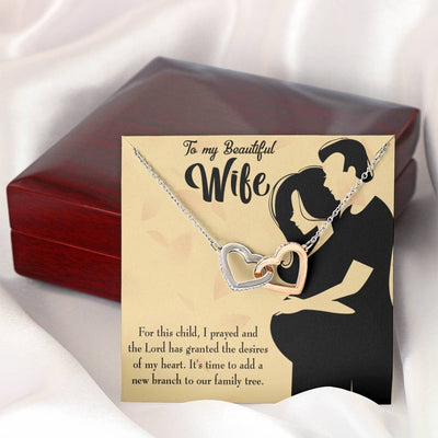 Wife Gift For Wife Birthday New Branch To Family Inseparable Love Pendant 18k Rose Gold Finish 16� - Interlocking Hearts Necklace
