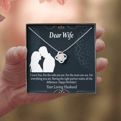 Wife Message Card Happy Birthday Dear Wife Love Knot Pendant Necklace Stainless Steel W Cz Stone - Luxury Love Knot Necklace Meanful Gift Idea For Her/Him
