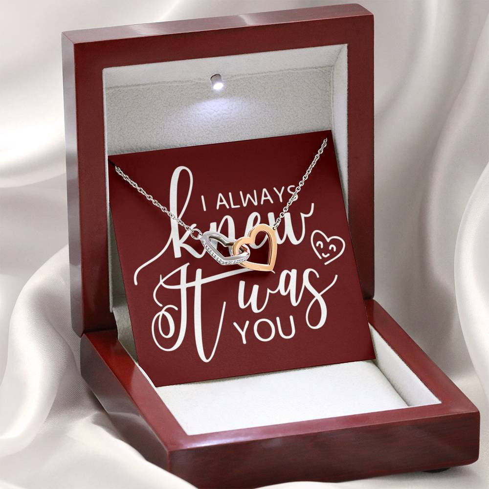 Future Wife Fiance Gift I Always Knew It Was You Inseparable Love Pendant 18k Rose Gold Finish 16� Engagement Wedding Gift - Interlocking Hearts Necklace