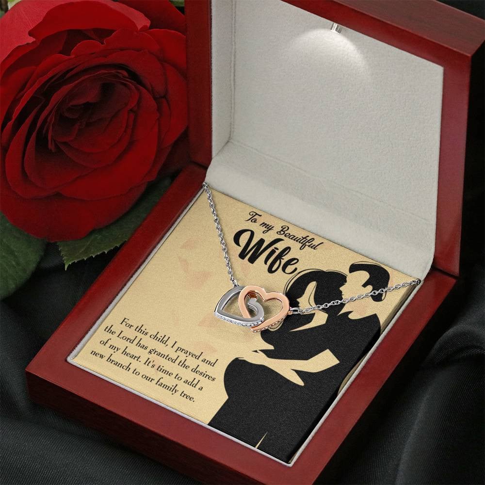 Wife Gift For Wife Birthday New Branch To Family Inseparable Love Pendant 18k Rose Gold Finish 16� - Interlocking Hearts Necklace